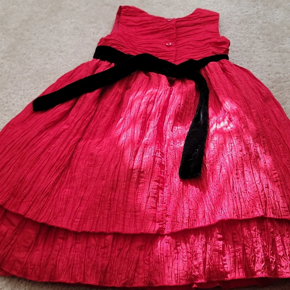RED & BLACK girls Dress Sz 6 Like New - Picture 3 of 4